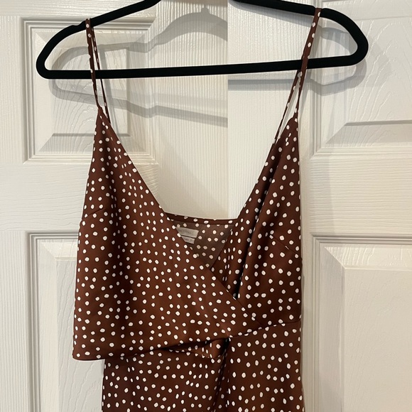 Gorgeous Urban Outfitters Slip dress brown polkadot midi - Picture 8 of 8